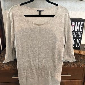 Eileen Fisher lightweight sweater. Bottom detail.  Grey. Size L EUC.